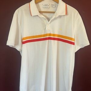 Calvin Klein Men's White Polo Shirt, liquid  touch, Retro vibe